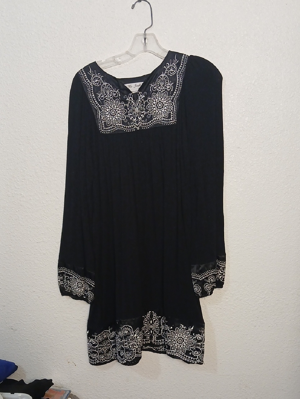 Black Embroidered Peasant Dress - (Brand Unspecified)
